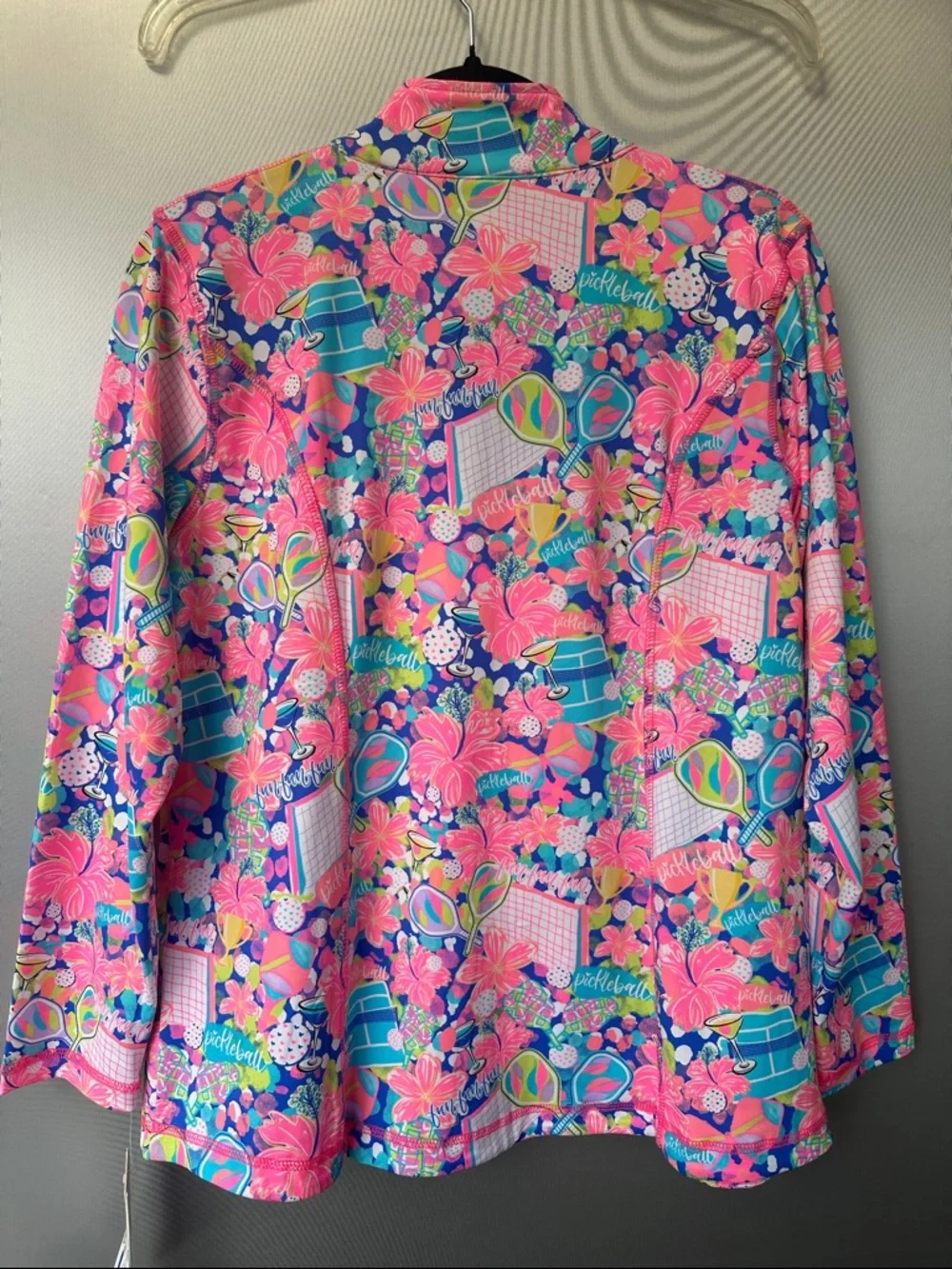 Lulu B Pickleball Print Zip Up Jacket Large UPF 50+ Sun ProtectionLong Sleeve